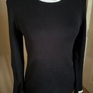 NWT Black Bell Sleeve Sweater with white trim